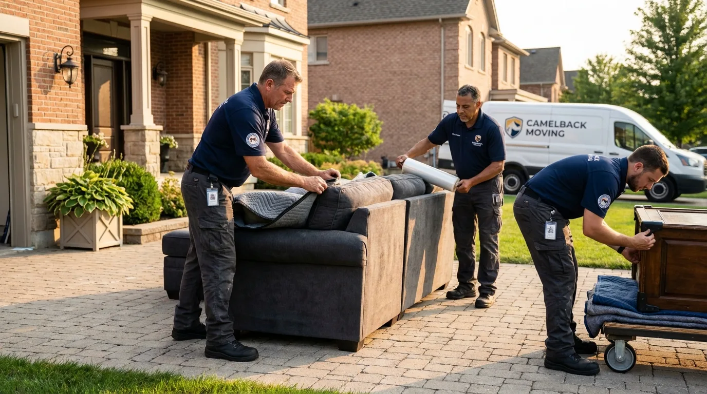 Large estate moving crew wrapping furniture in Anadarko, OK