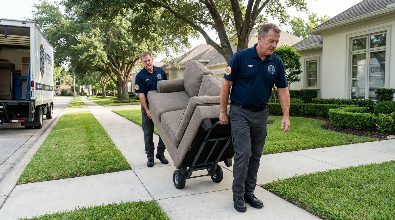 Local residential moving crew loading furniture in Anadarko, OK